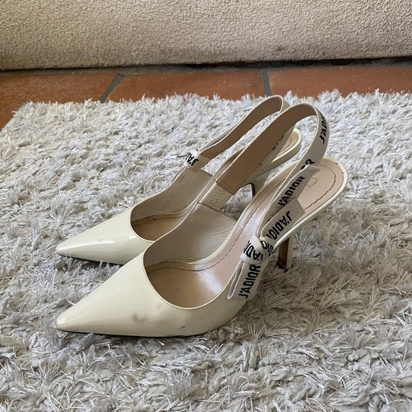 Christian Dior Womens White J'adior Patent Leather Slingback Pumps Size 36 6 - Picture 3 of 11